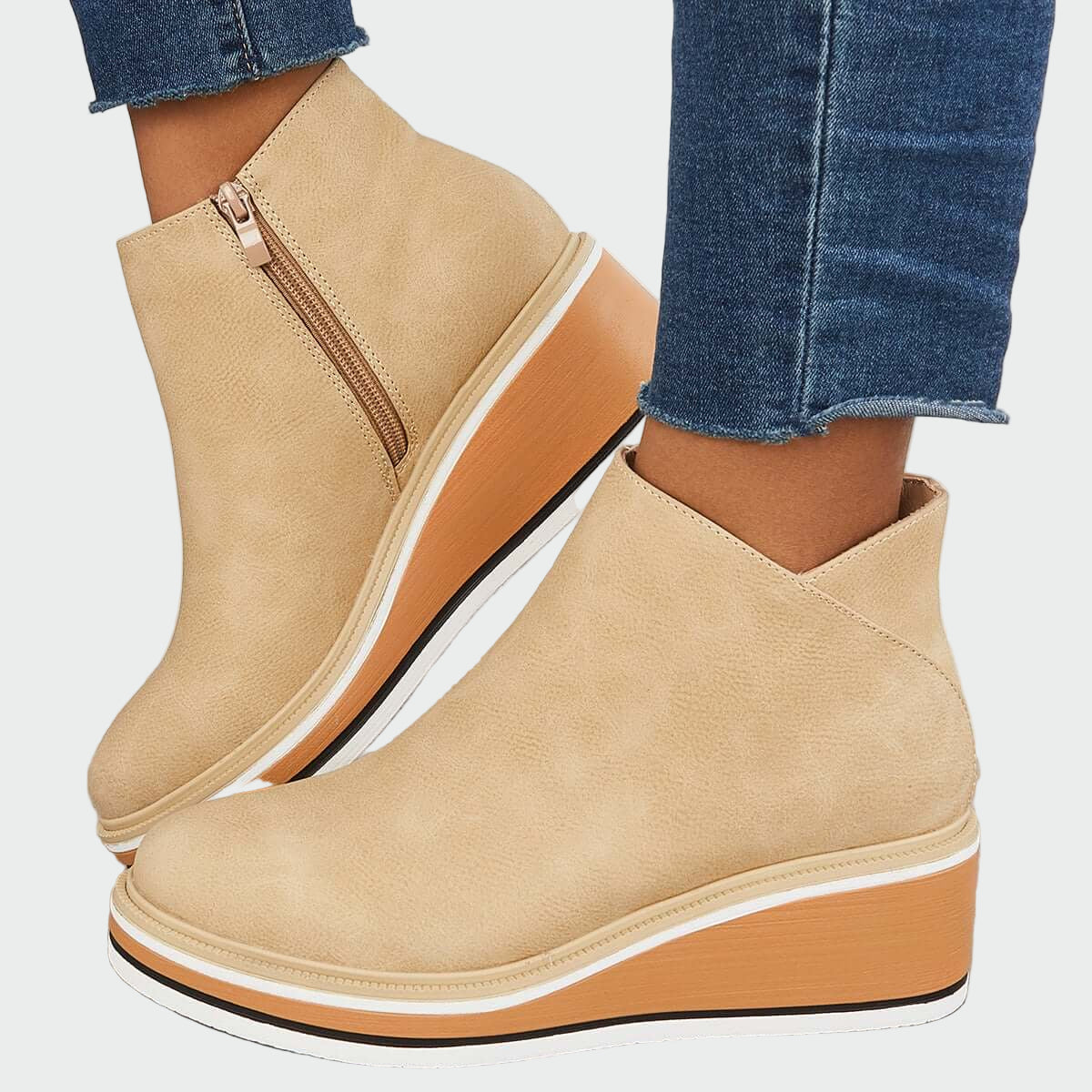 AuraBarcelona™ Rebeca | Botines de Cuero Ortopédicos Negros con Cuña