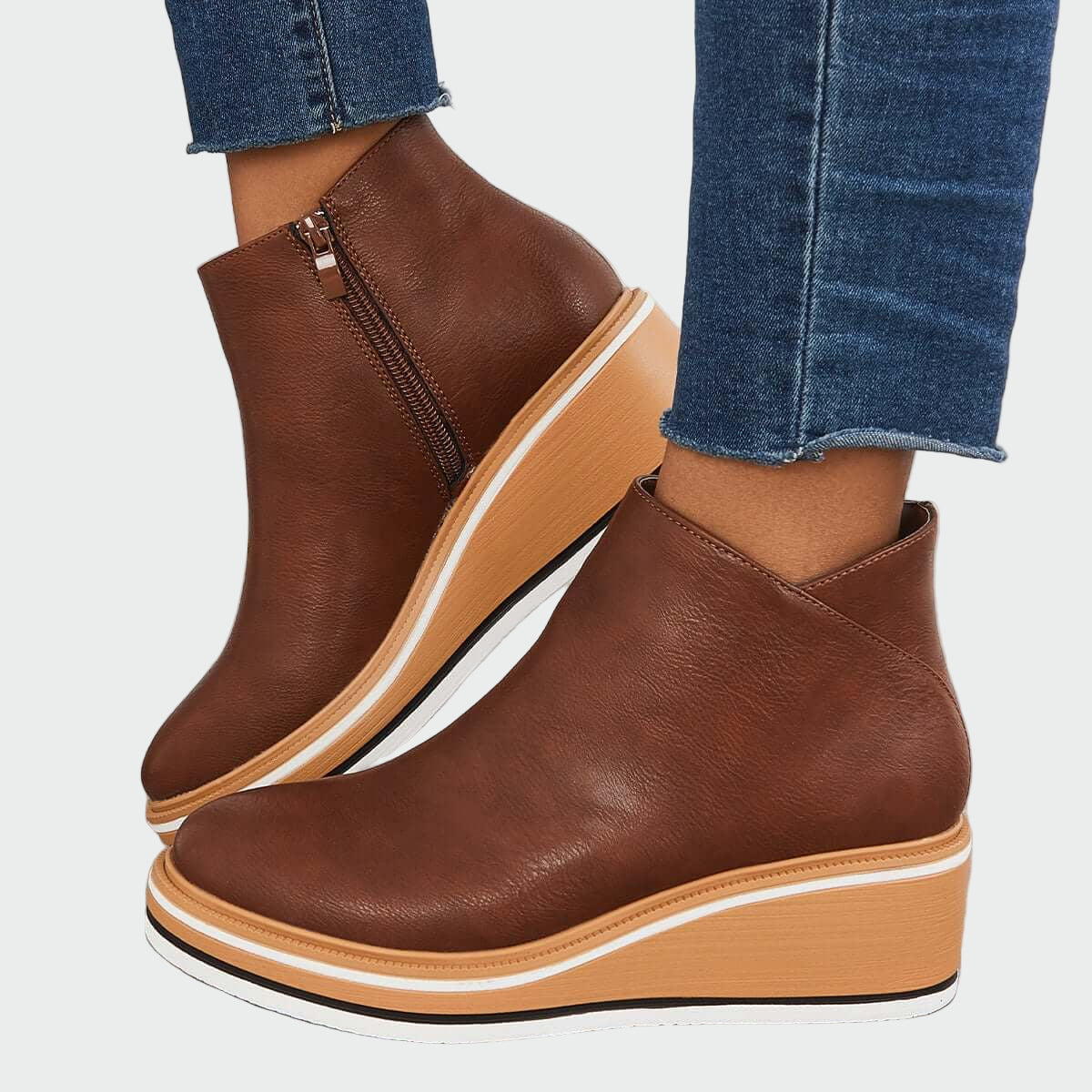 AuraBarcelona™ Rebeca | Botines de Cuero Ortopédicos Negros con Cuña
