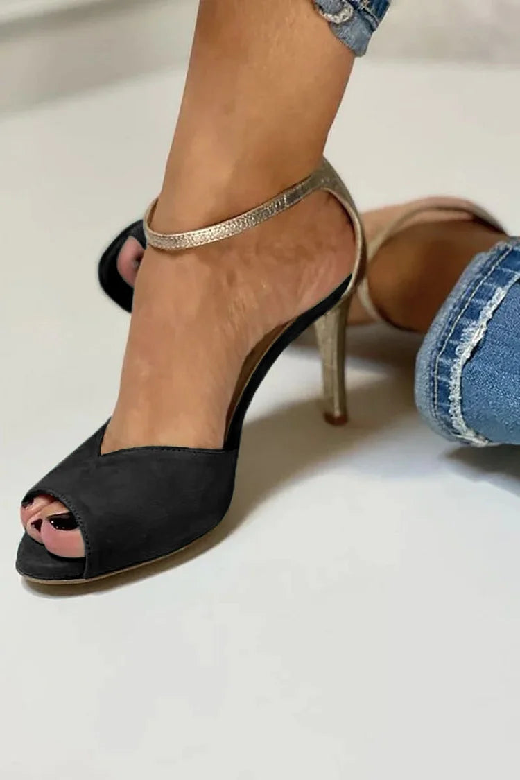 AuraBarcelona™ SANDALIA ELEGANTE CON CINTURÓN METÁLICO