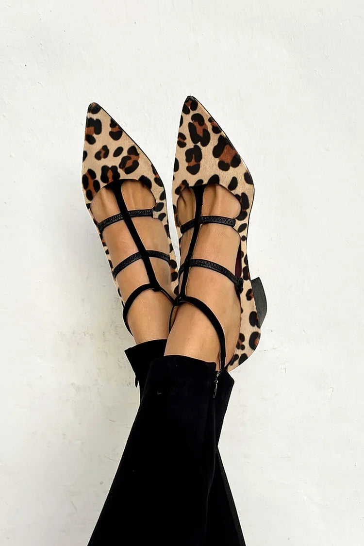 AuraBarcelona™ BALLERINAS ANIMAL PRINT CON CINTURONES