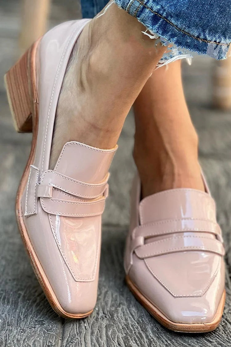 AuraBarcelona™ MOCASINES CON TACÓN ANCHO BRILLANTES