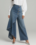AuraBarcelona™ | PANTALÓN VAQUERO ENVOLVENTE ALTA COSTURA