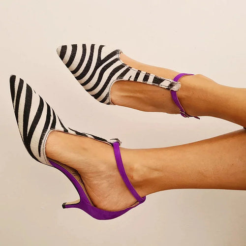 AuraBarcelona™ DECOLLETÉ ZEBRATO CON TACCO VIOLETA