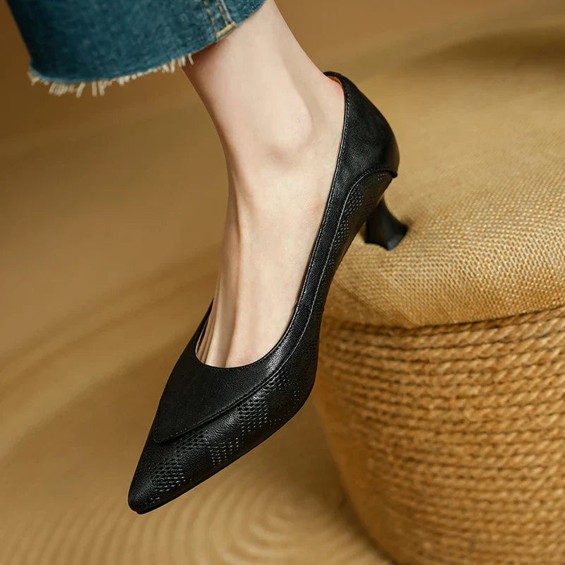 AuraBarcelona™ Zapatos de Tacón Alto de Cuero Auténtico Belle