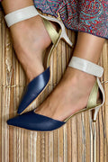 AuraBarcelona™ SLINGBACK BICOLOR CON TACÓN ELEGANTE
