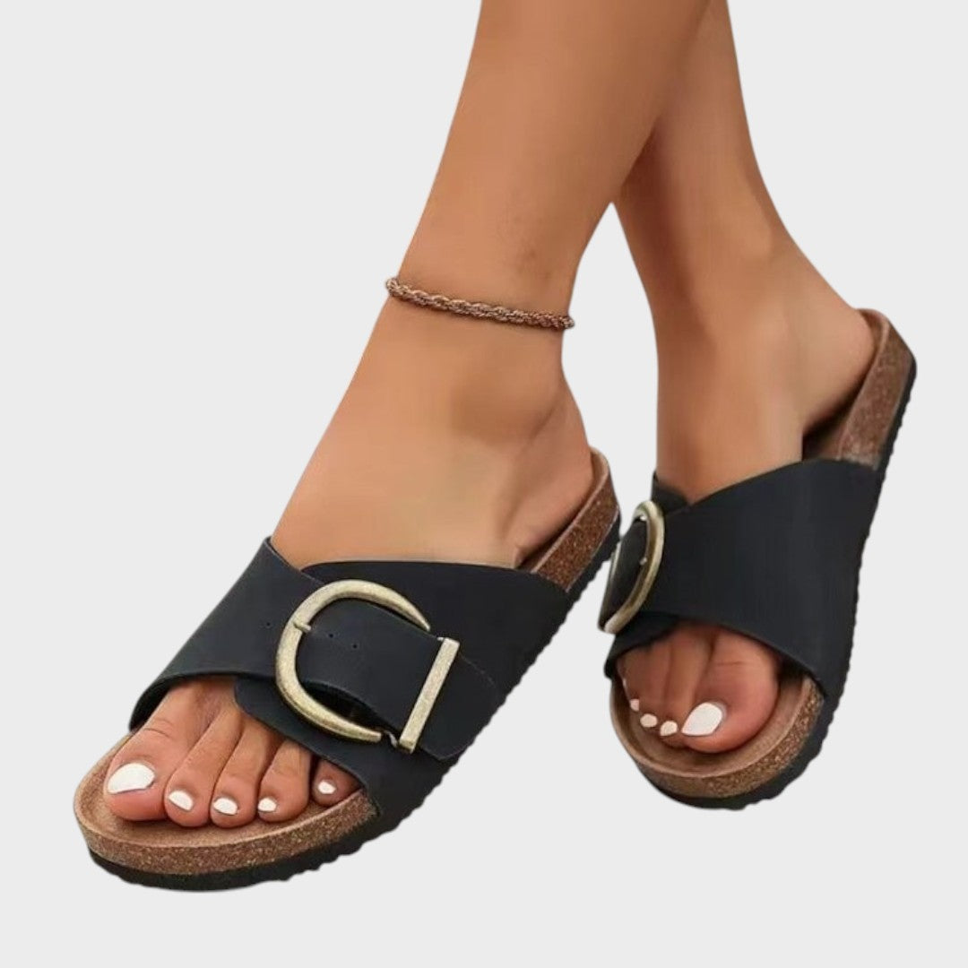AuraBarcelona™ Bianca | Sandalias ortopédicas con hebillas