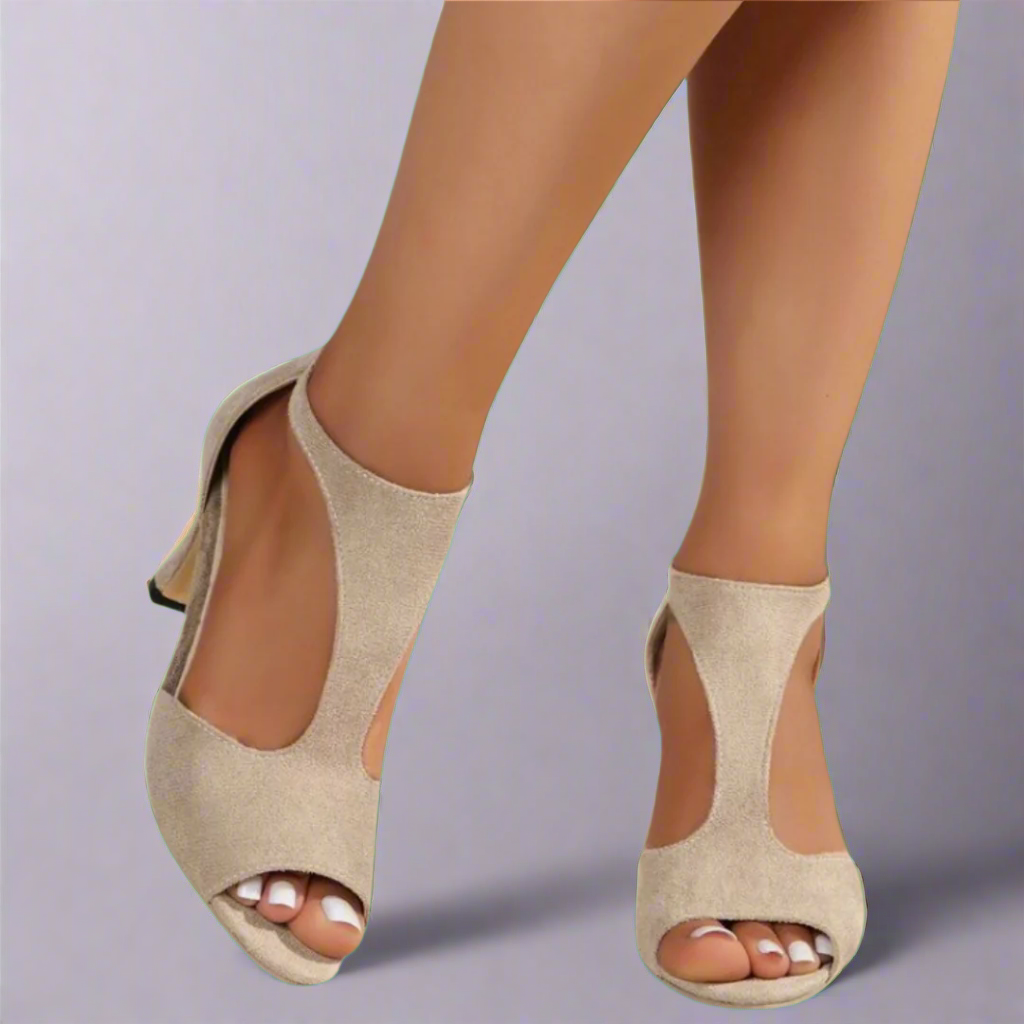 AuraBarcelona™ SANDALIA CON TACÓN Y CORTE CURVADO