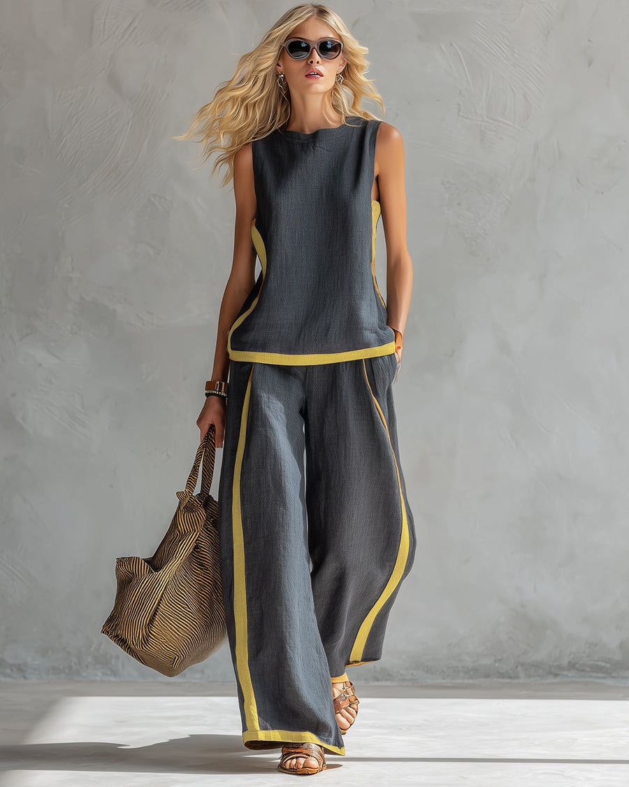 AuraBarcelona™ | CONJUNTO ELEGANTE DE ALGODÓN Y LINO