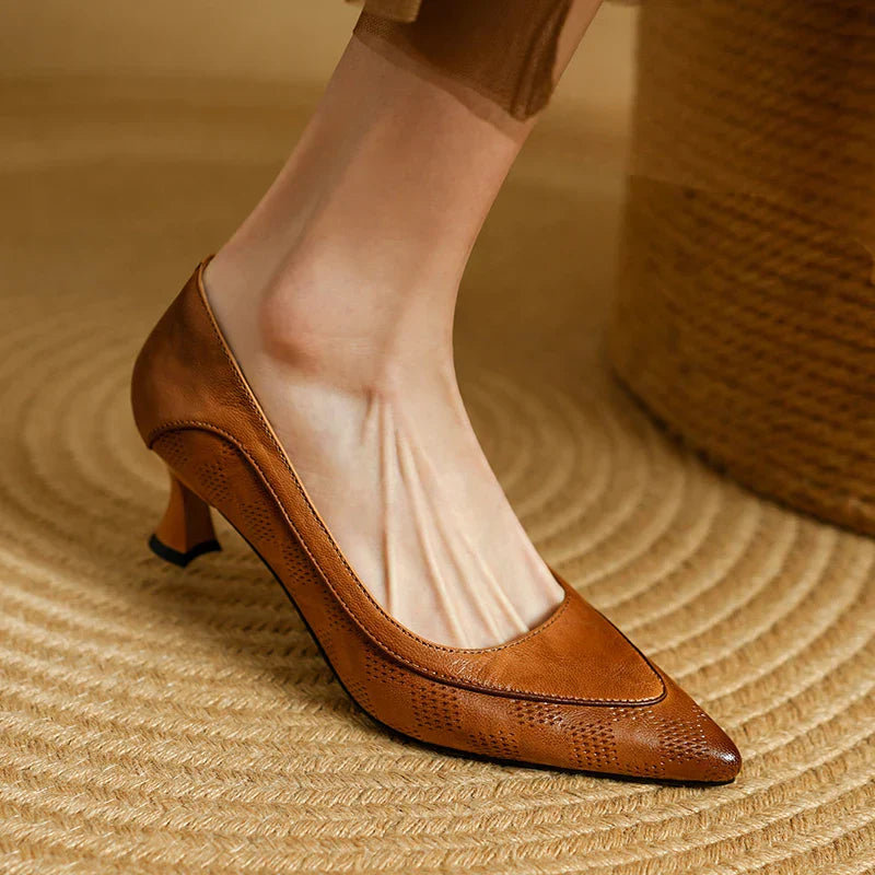 AuraBarcelona™ Zapatos de Tacón Alto de Cuero Auténtico Belle