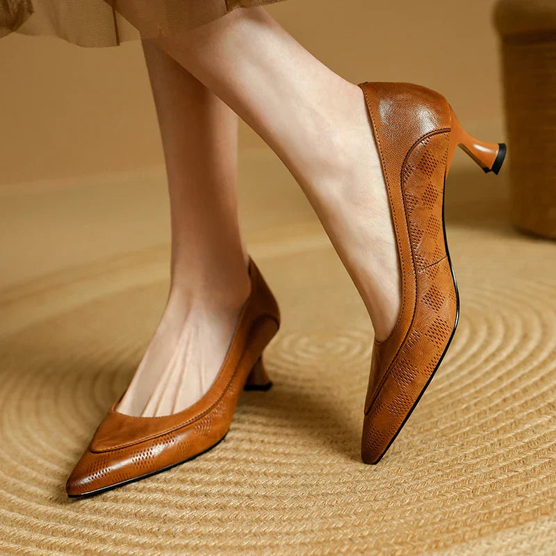 AuraBarcelona™ Zapatos de Tacón Alto de Cuero Auténtico Belle