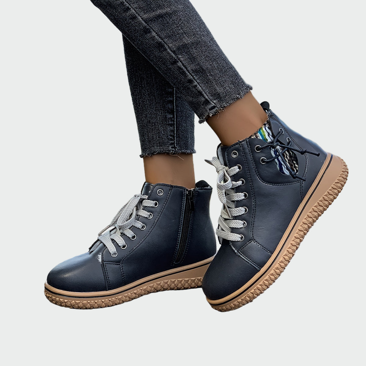 AuraBarcelona™ Inés | Botas Ortopédicas De Cuero Con Caña Baja Modernas