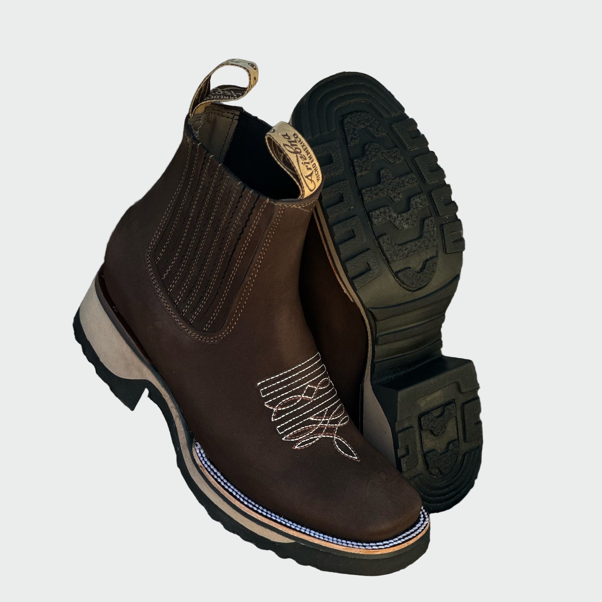 AuraBarcelona™ Ana | Botas De Cowboy En Piel Marrón Elegante Duraderas