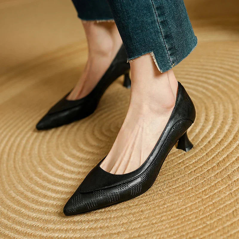 AuraBarcelona™ Zapatos de Tacón Alto de Cuero Auténtico Belle