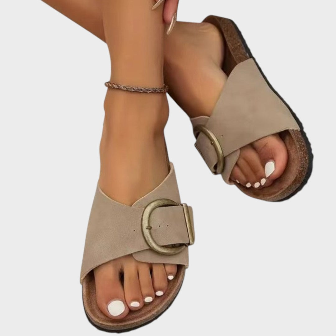 AuraBarcelona™ Bianca | Sandalias ortopédicas con hebillas