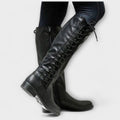 AuraBarcelona™ Paula | Botines De Cuero Con Cordones Elegantes Urbanos