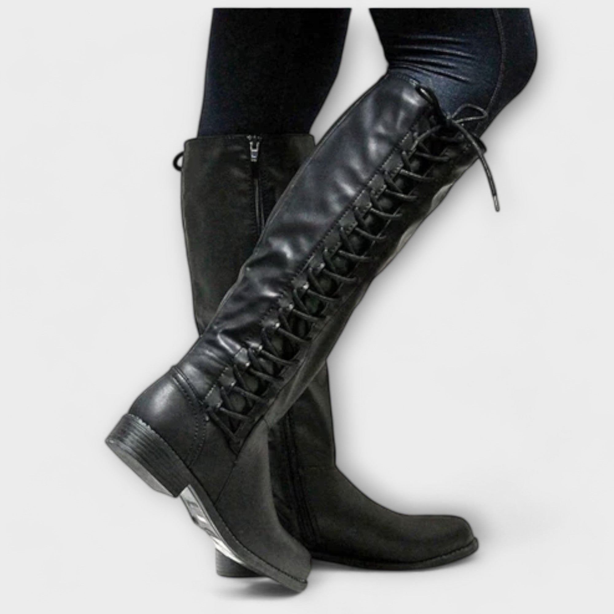 AuraBarcelona™ Paula | Botines De Cuero Con Cordones Elegantes Urbanos