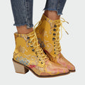 Sandra | Botines De Cuero Con Flores Elegantes Radiantes
