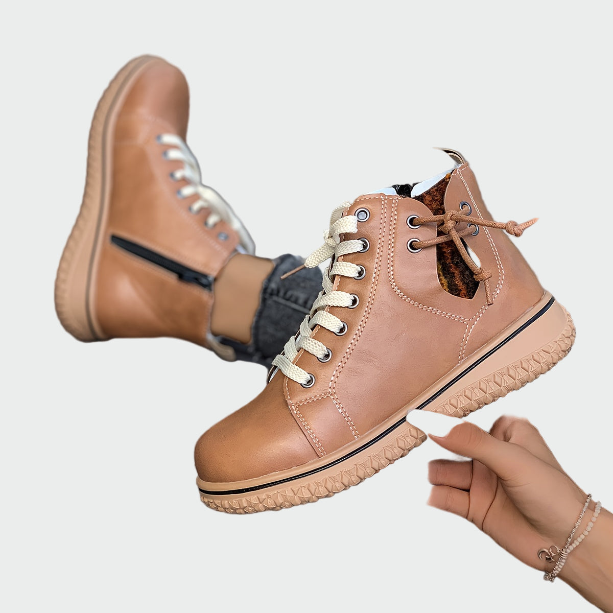 AuraBarcelona™ Inés | Botas Ortopédicas De Cuero Con Caña Baja Modernas