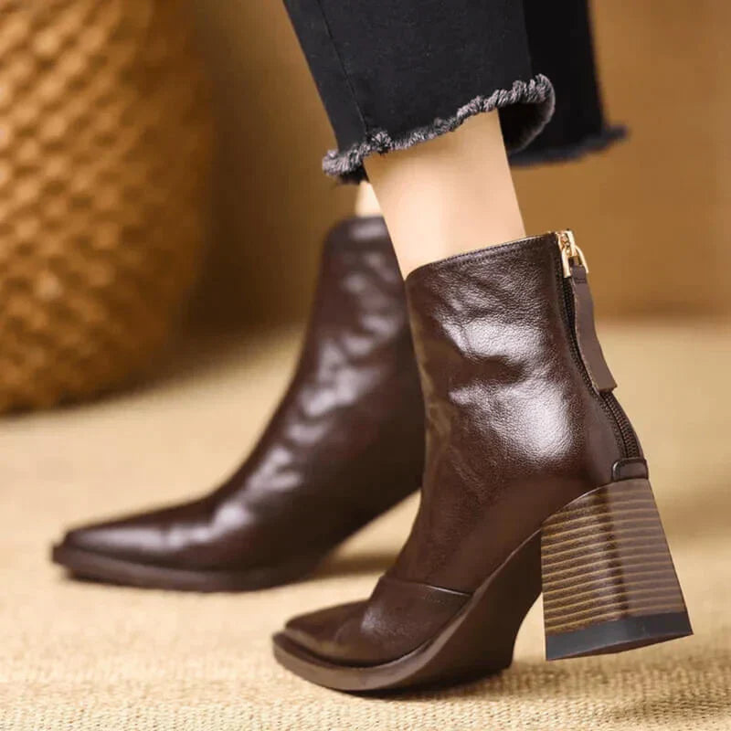 Isabelle | Botines de cuero cómodos con puntera y altura de tobillo