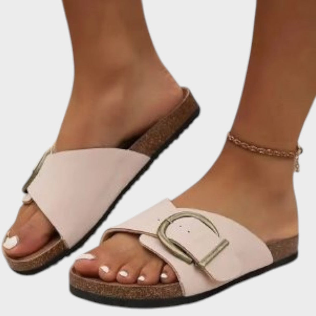 AuraBarcelona™ Bianca | Sandalias ortopédicas con hebillas