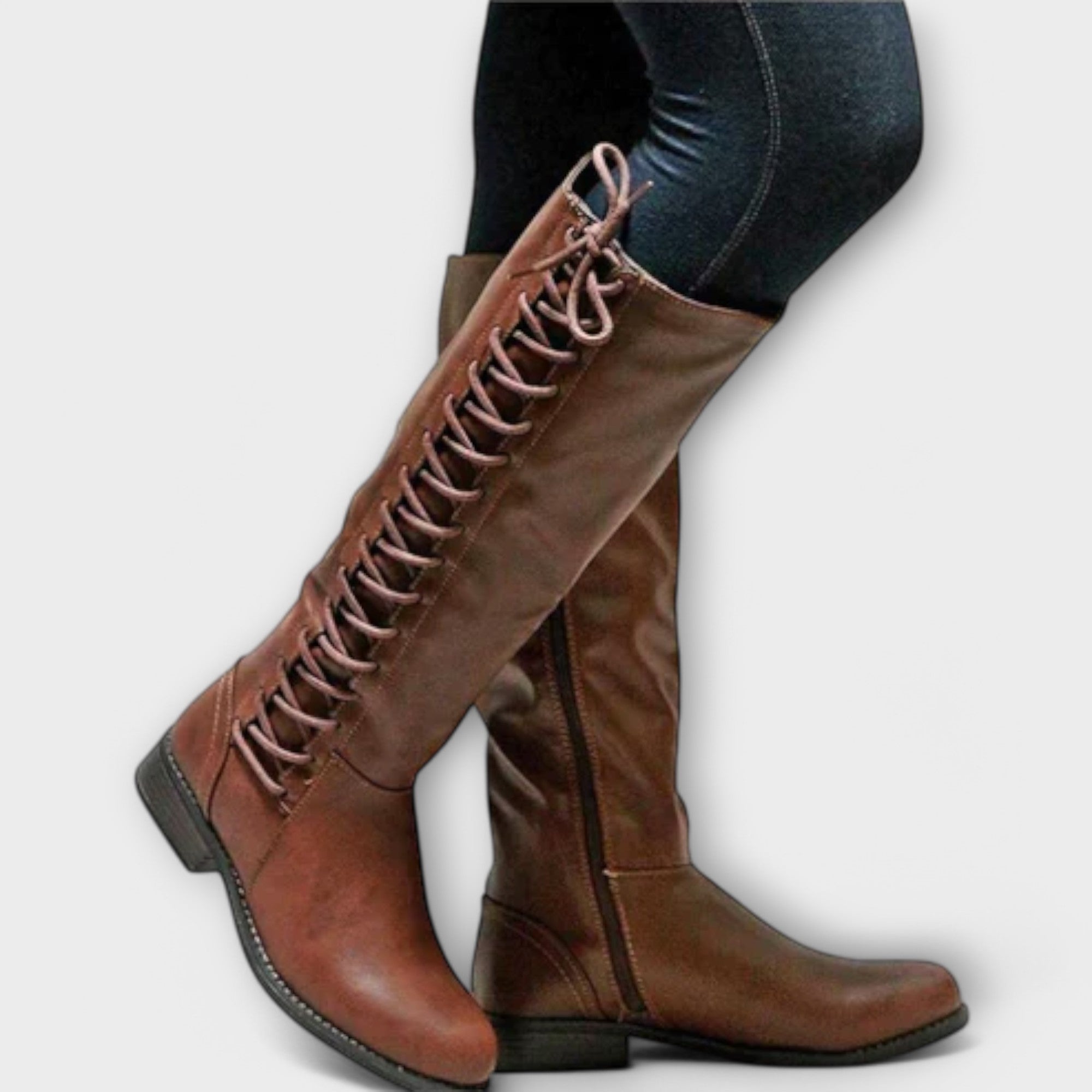 AuraBarcelona™ Paula | Botines De Cuero Con Cordones Elegantes Urbanos