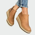 AuraBarcelona™ Celia | Elegantes Botines Camel De Cuero Con Plataforma