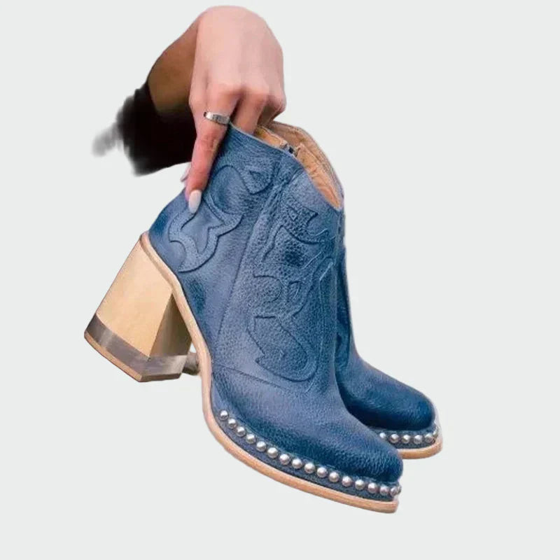 AuraBarcelona™ Irene | Botas De Cuero Bordadas Con Bordados Distintivos