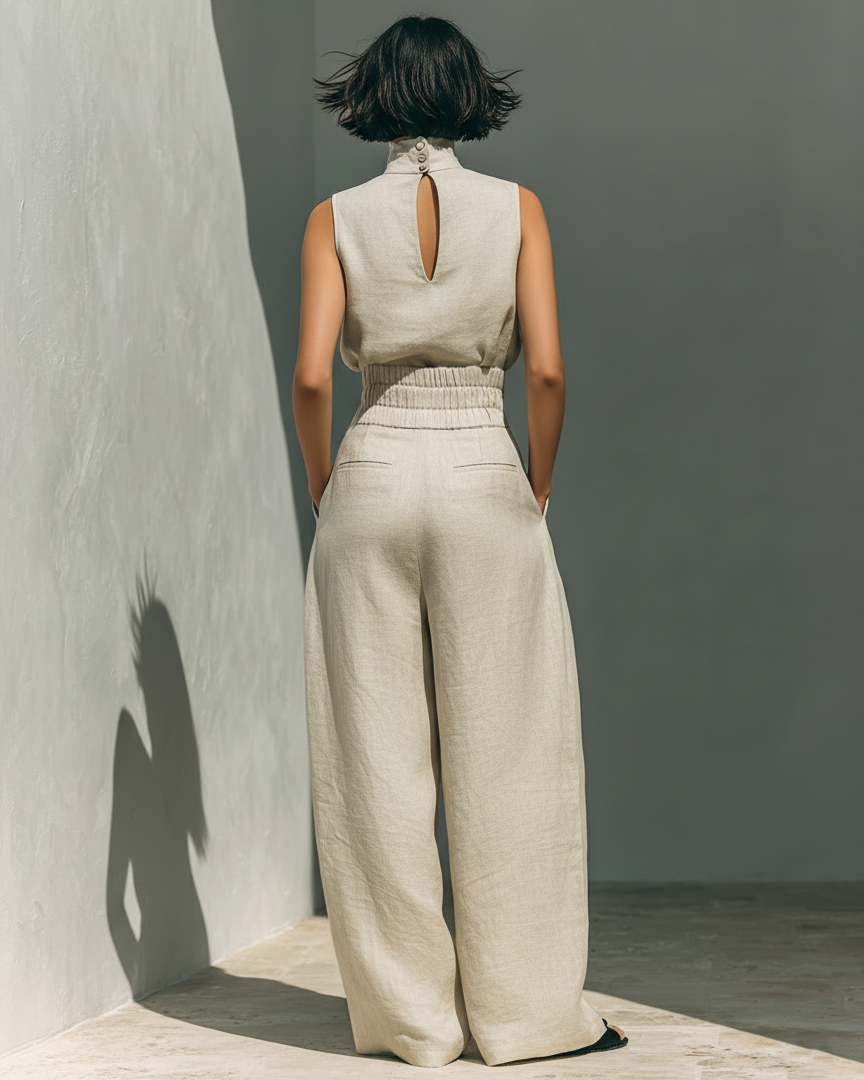 AuraBarcelona™ | CONJUNTO MINIMALISTA DE LINO Y ALGODÓN