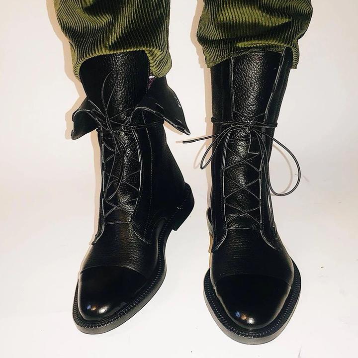 AuraBarcelona™ Gabriela | Botas De Cuero Sintético Negro De Alta Calidad