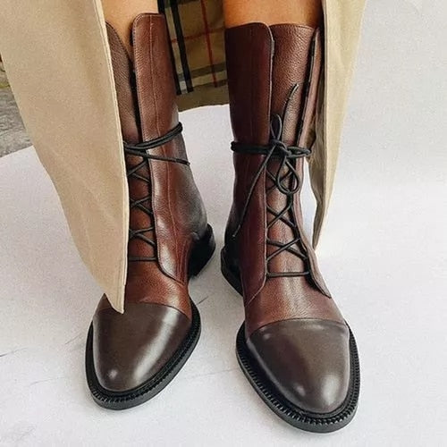 AuraBarcelona™ Gabriela | Botas De Cuero Sintético Negro De Alta Calidad