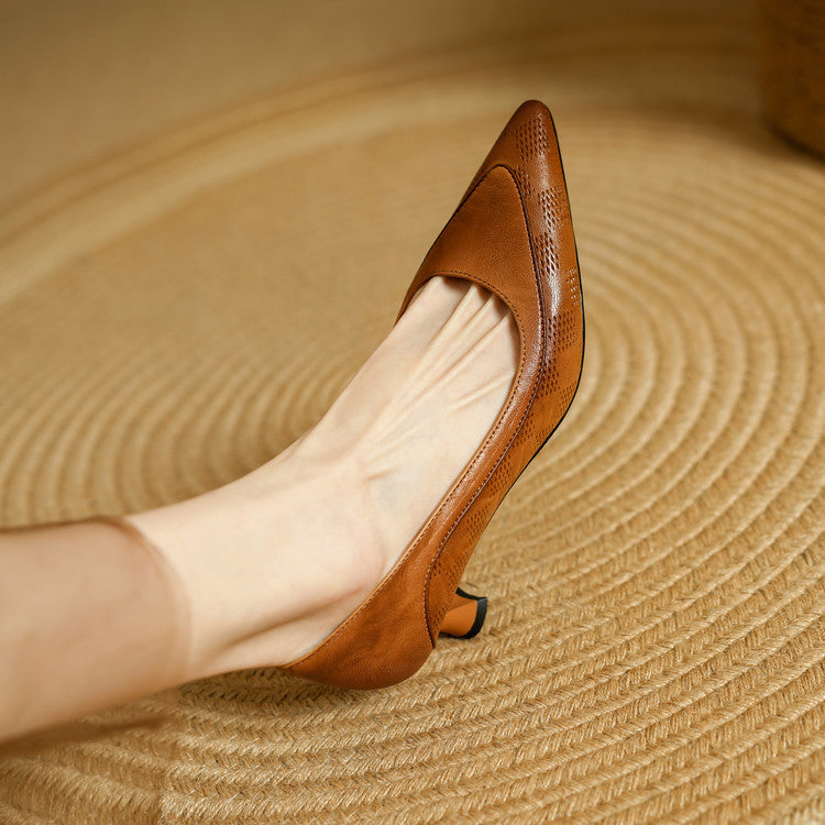 AuraBarcelona™ Zapatos de Tacón Alto de Cuero Auténtico Belle