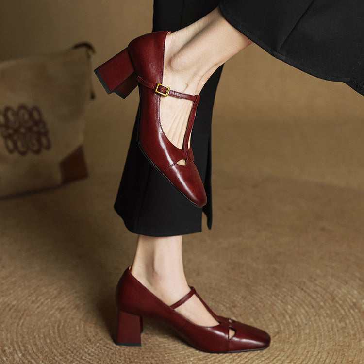 AuraBarcelona™ Elora Tacones Altos de Cuero Auténtico