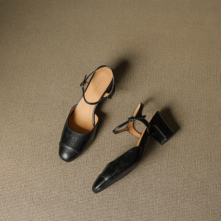AuraBarcelona™ Tacones de Cuero Auténtico Valery