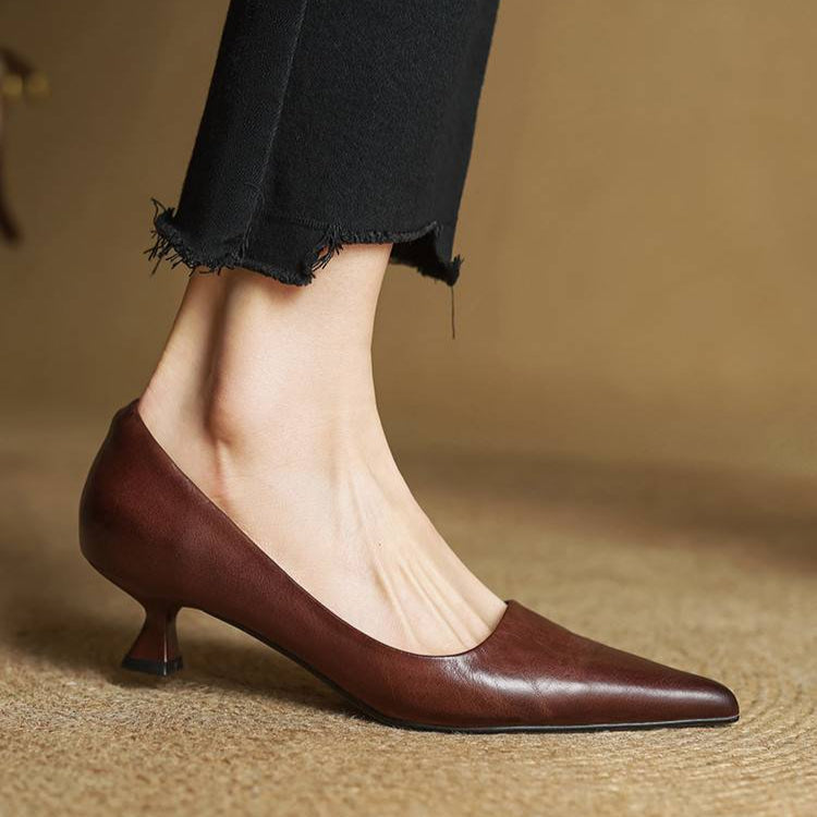 AuraBarcelona™ Anok Tacones Altos de Cuero Auténtico