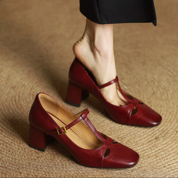 AuraBarcelona™ Elora Tacones Altos de Cuero Auténtico