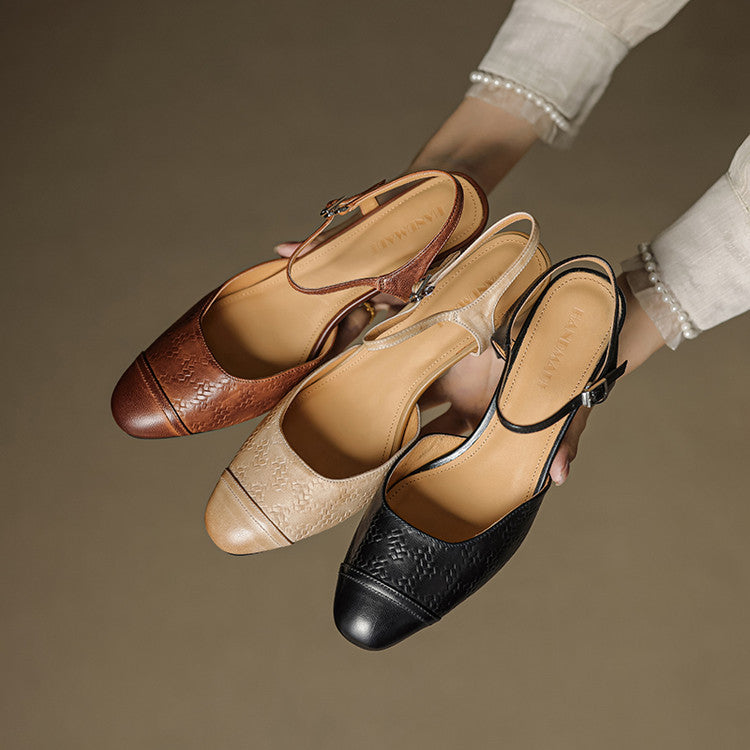 AuraBarcelona™ Tacones de Cuero Auténtico Valery
