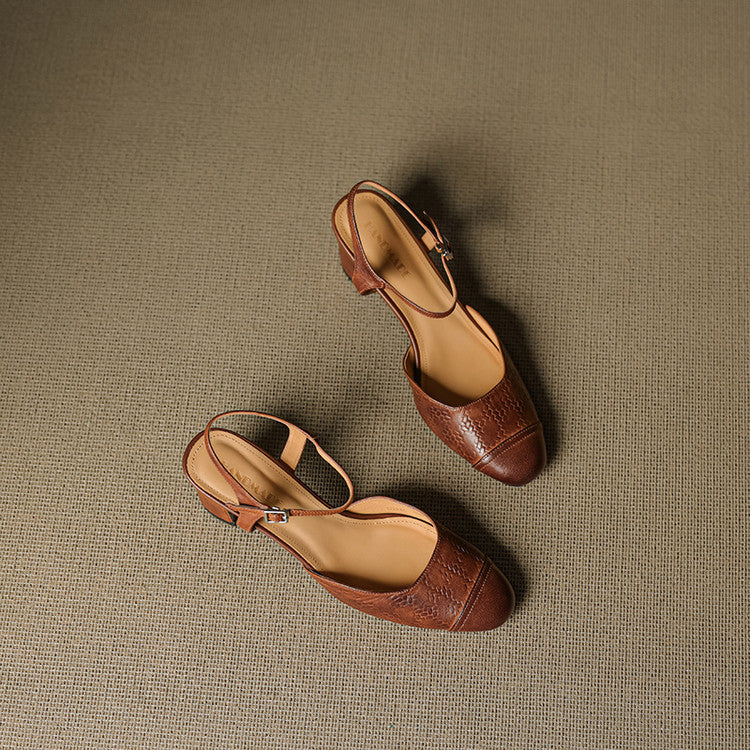 AuraBarcelona™ Tacones de Cuero Auténtico Valery