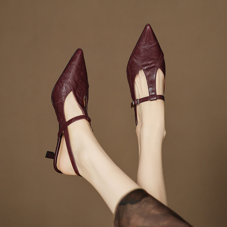 AuraBarcelona™ Tacones Altos de Cuero Noir Auténtico