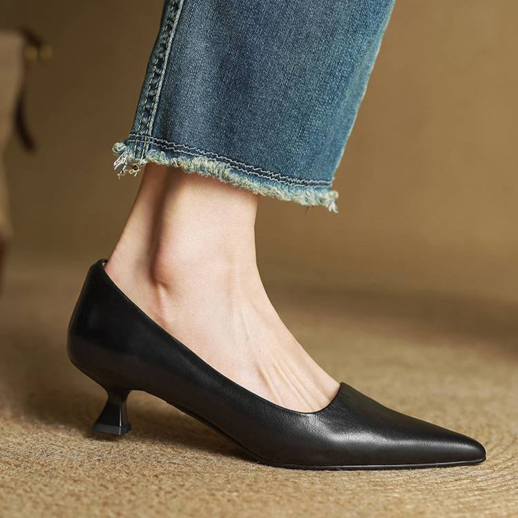 AuraBarcelona™ Anok Tacones Altos de Cuero Auténtico