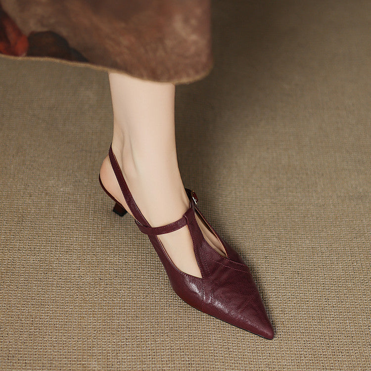 AuraBarcelona™ Tacones Altos de Cuero Noir Auténtico