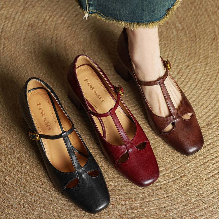 AuraBarcelona™ Elora Tacones Altos de Cuero Auténtico