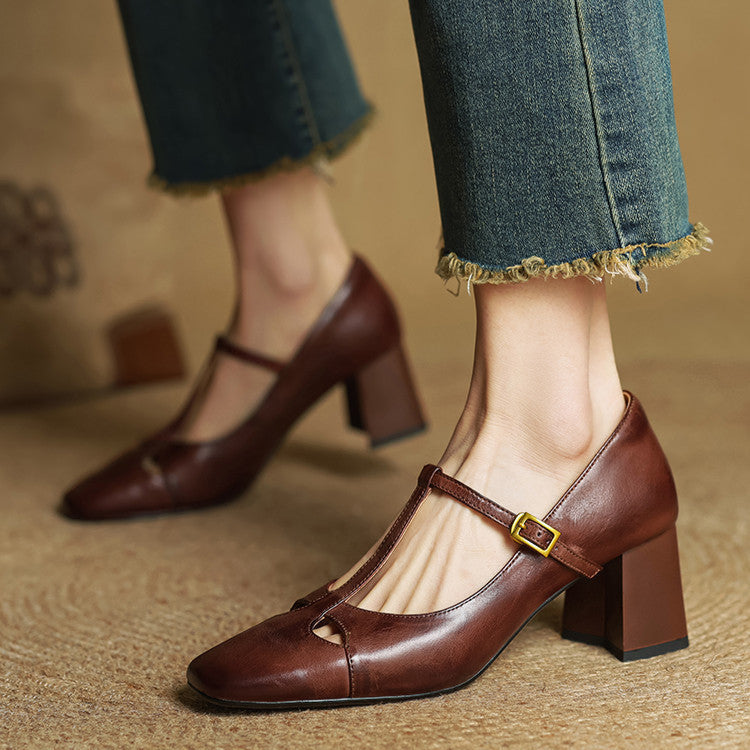 AuraBarcelona™ Elora Tacones Altos de Cuero Auténtico