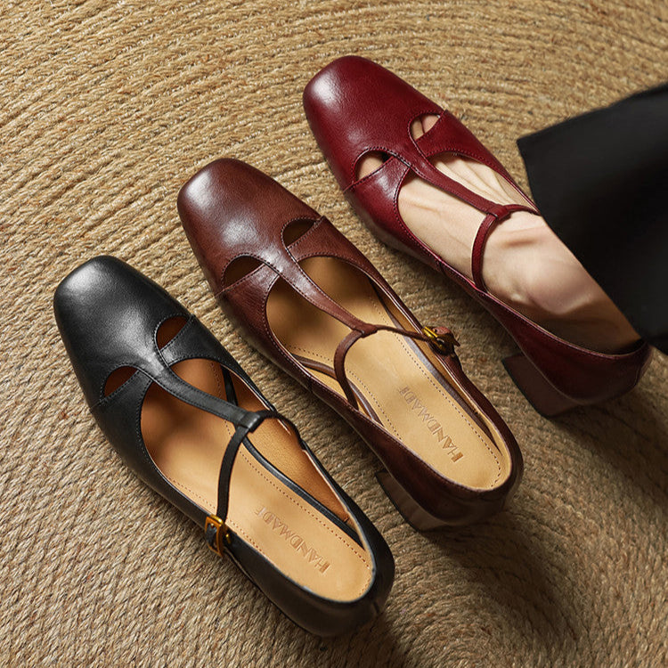 AuraBarcelona™ Elora Tacones Altos de Cuero Auténtico