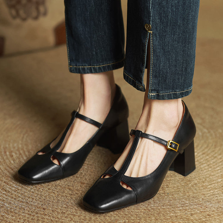 AuraBarcelona™ Elora Tacones Altos de Cuero Auténtico