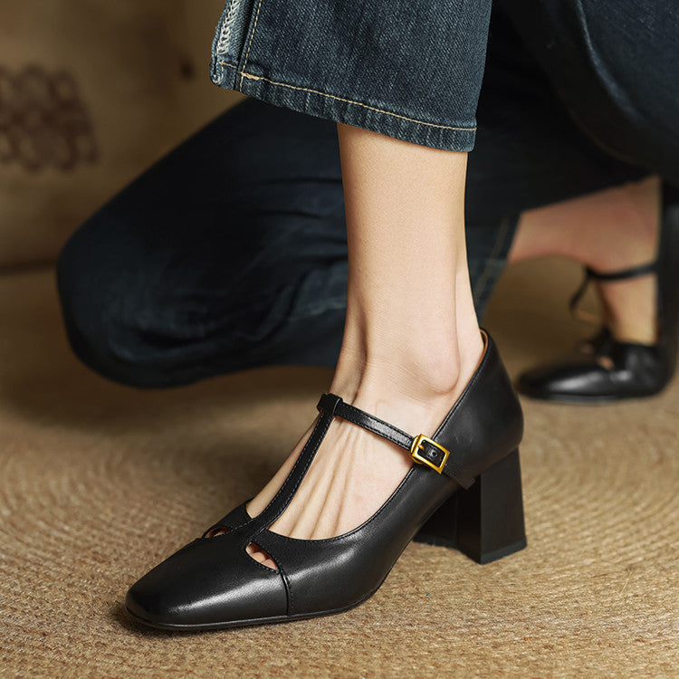AuraBarcelona™ Elora Tacones Altos de Cuero Auténtico