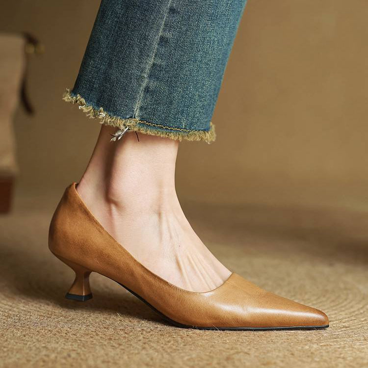 AuraBarcelona™ Anok Tacones Altos de Cuero Auténtico