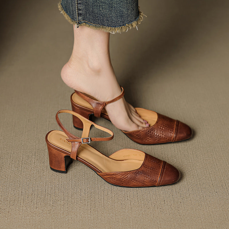 AuraBarcelona™ Tacones de Cuero Auténtico Valery