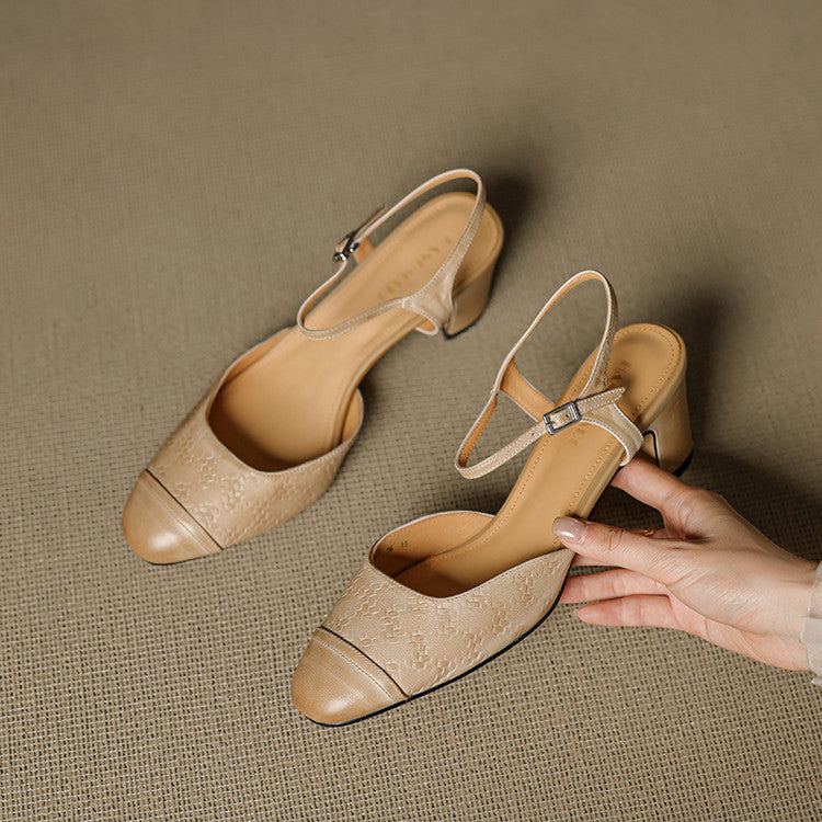AuraBarcelona™ Tacones de Cuero Auténtico Valery