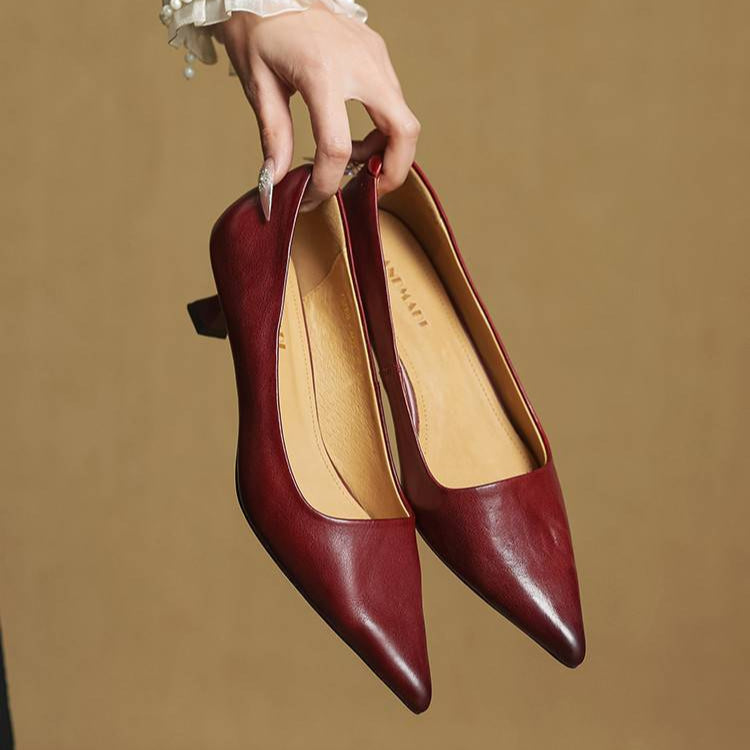 AuraBarcelona™ Anok Tacones Altos de Cuero Auténtico