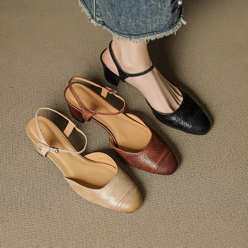 AuraBarcelona™ Tacones de Cuero Auténtico Valery